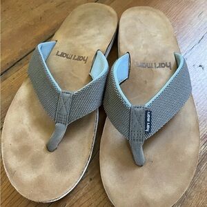 Hari Mari Tan and Gray Flip Flops